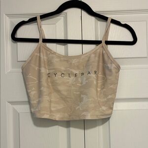 CycleBar Women's Beige Camo Crop Tank Top